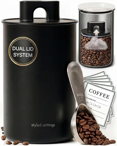 Vista 12 de Styled Settings - Juego de recipientes de almacenamiento de granos de café 2 piezas negro