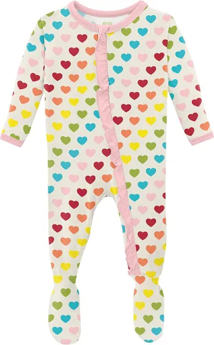 Vista 6 de KicKee - Mameluco clásico con volantes y cremallera, ropa de dormir suave, ropa de una sola pieza para bebé niña