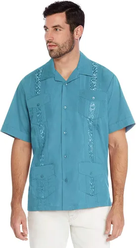 Vista 11 de vkwear Camisa de vestir de manga corta para hombre, estilo guayabera, cubana, playa, boda, informal, para hombre