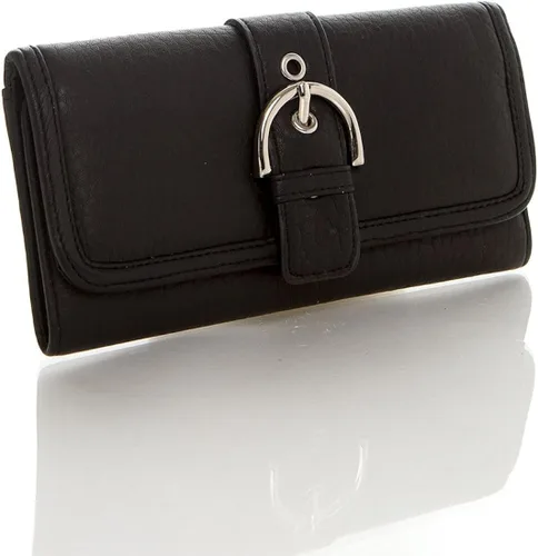 Vista 2 de Ampere Creations Cartera de cuero vegano suave para mujer, bolso de mano largo, tarjetero
