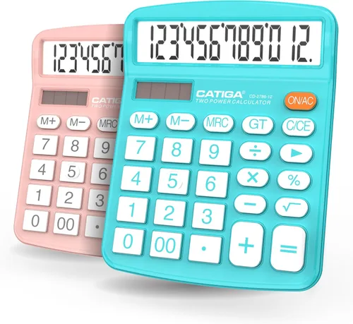 Vista 11 de CATIGA CD-2786 - Calculadora de escritorio de 12 dígitos con pantalla LCD grande y botón sensible, energía solar dual y batería, función estándar