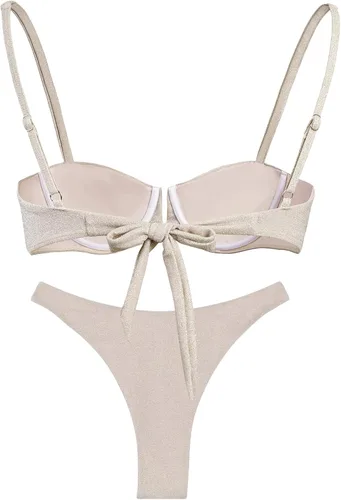 Vista 2 de Narecte Trajes de baño para mujer, conjuntos de bikini sexy triangular para mujer, traje de baño de dos piezas para mujer, bikini brasileño de 2