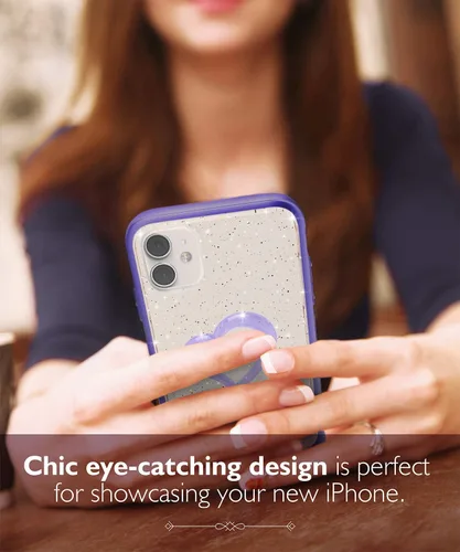 Vista 3 de VENA vLove - Funda transparente con purpurina compatible con Apple iPhone 11 (6.1 pulgadas 2019), forma de corazón (protección CornerGuard), funda