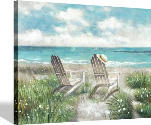 Vista 11 de SD SOFT DANCE Lienzo decorativo para pared de playa, paisaje marino, pintura costera para dormitorio (16 x 11 x 1 panel)