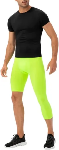 Vista 36 de Pantalones de compresión para hombre, mallas de compresión de una pierna para baloncesto, capri 3/4, leggings atléticos, capa base de secado fresco