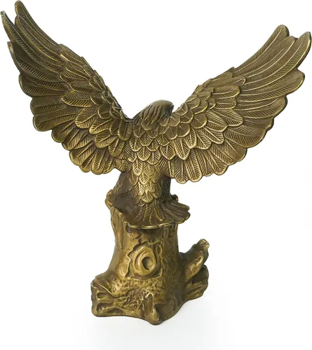 Vista 3 de DreamsEden Estatua de águila calva americana, pequeña figura patriótica de águila de metal de bronce, decoración del hogar, 9.75 pulgadas de alto