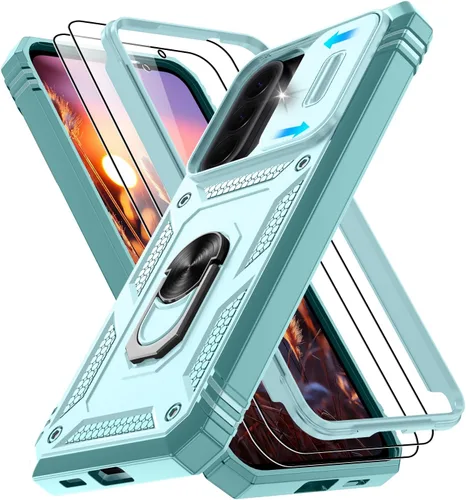 Vista 49 de Gritup Funda para Google Pixel 6 con cubierta deslizante para cámara y protector de pantalla (2 unidades), soporte de anillo giratorio 360°, funda