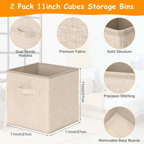 Vista 3 de Paquete de 3 Cajas Grandes de Almacenamiento de Juguetes de 23" con Cubos Contenedores de 11", Organizador Cofre de Juguetes Plegable con Tapas