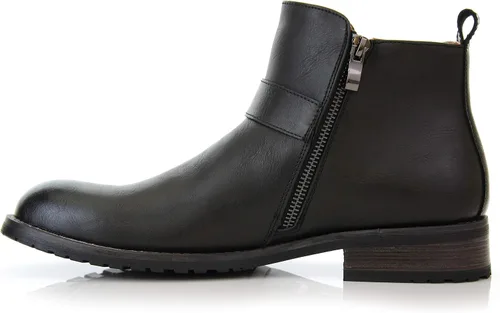 Vista 4 de Ferro Aldo Botas de motocicleta casuales para hombre con cremallera y hebilla