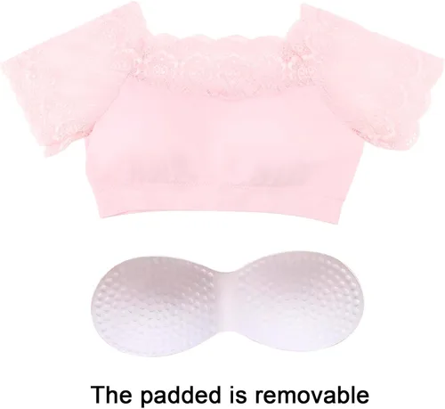 Vista 4 de DRESHOW Bralette de encaje sin mangas, brasier sin aros para mujeres y Paquete de 1: rosa