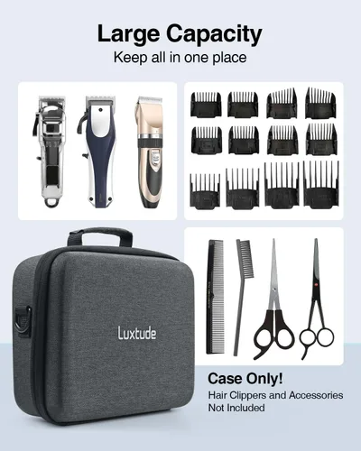Vista 2 de Luxtude Estuche de peluquero grande, bolsas de peluquería duras para cortadoras y suministros, estuche de viaje para cortapelos y recortadoras