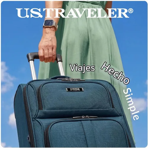 Vista 8 de U.S. Traveler - Equipaje extensible con costado blando Aviron Bay, Negro, Juego de 2 piezas