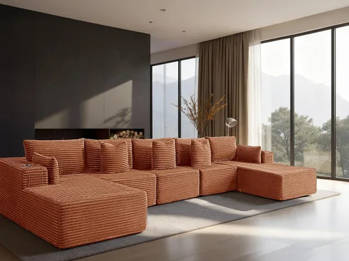 Vista 66 de Sofá modular de gran tamaño de 108 pulgadas, cómodo sofá deshuesado en forma de U para sala de estar, asientos extra profundos, sin montaje, sofá