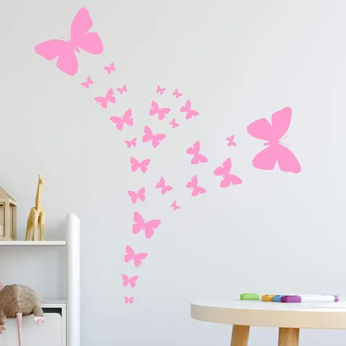 Vista 16 de Calcomanías de pared de mariposa negra, decoración de dormitorio de niñas, decoración de dormitorio para niños, guardería de bebé, adolescentes Negro