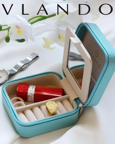 Vista 5 de Caja de joyas portátil, pequeña, para viaje, de Vlando