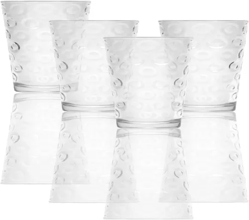 Vista 3 de [Renovado] Circleware Circles - Vasos de jugo para beber, juego enorme de 10, vasos de base pesada, vasos de té helado, cristalería