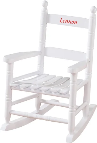 Vista 7 de Miles Kimball Custom Childs White Rocker - Fuente Rosa Pink Fuentes