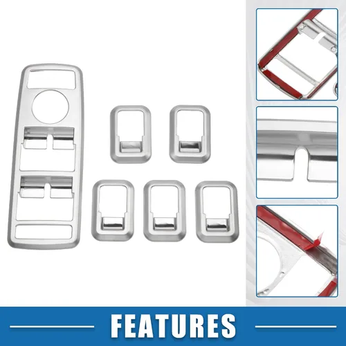 Vista 4 de Interruptor de ventana eléctrica para automóvil, bisel para Mercedes Benz a B C E GLE GLA CLA GLK Clase ABS tono plateado (juego de 1)
