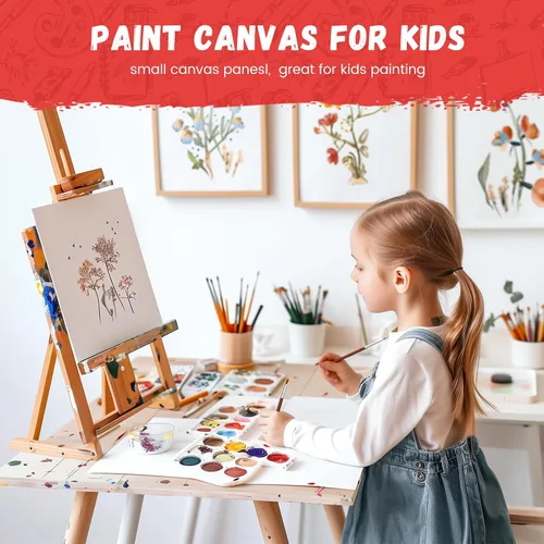 Vista 2 de Simetufy Paquete de 42 tableros de lienzo pequeños de 5 x 7 pulgadas para pintar, paneles de lienzo planos preimprimados de 8 onzas, sin ácidos