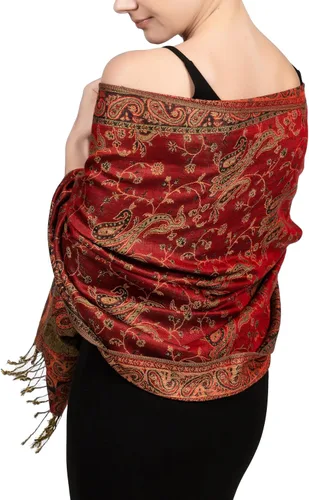 Vista 33 de Achillea Bufanda reversible de pashmina con estampado paisley – Chales y envolturas indios exóticos para vestidos de noche, festivales, todas