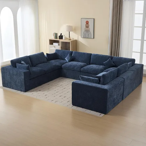 Vista 51 de WUTUTUEE Otomana Cloud de 33.5 pulgadas para sofá modular, cómodo reposapiés tapizado de felpilla con espuma viscoelástica, embalaje totalmente