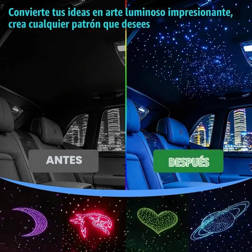 Vista 2 de Twinkle Starlight Headliner Light,16W 400pcs 6.5ft LED Star Kit de luz de fibra óptica de techo APP/Control remoto para coche/hogar/fiesta