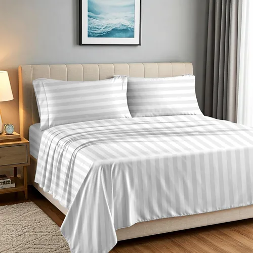 Vista 32 de Carressa Linen Juego de 2 fundas de almohada 100% de algodón egipcio de la serie 1500 de lujo tamaño estándar/Queen (beige), suaves como la seda