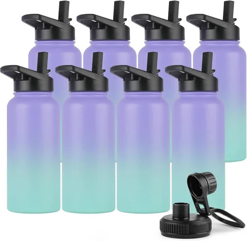 Vista 42 de DOMICARE Botella de agua para niños de 16 onzas para la escuela, de acero inoxidable, con aislamiento al vacío de doble pared, botella de agua