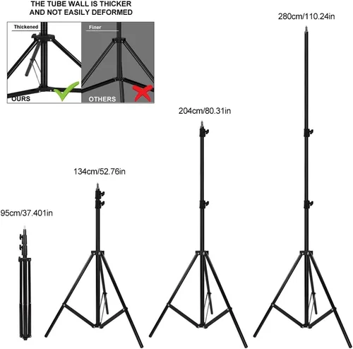 Vista 5 de Soportes de luz de trípode de aleación de aluminio para fotografía, soportes de trípode para softboxes, paraguas, reflectores, luces, paquete de 2