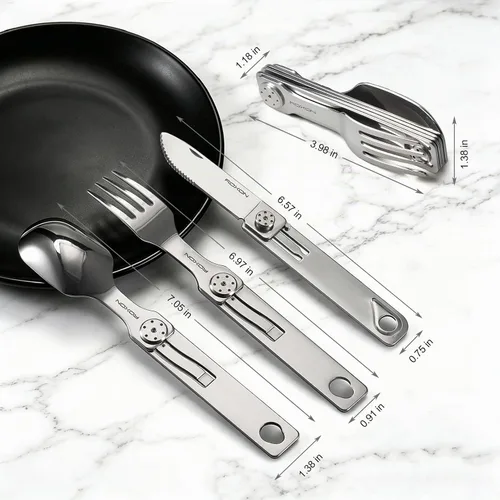 Vista 4 de Roxon C1 3 en 1 Utensilios de Camping Vajilla Desmontable Cuchillo Cuchara Tenedor para Camping al Aire Libre y Senderismo Magnetic Folding