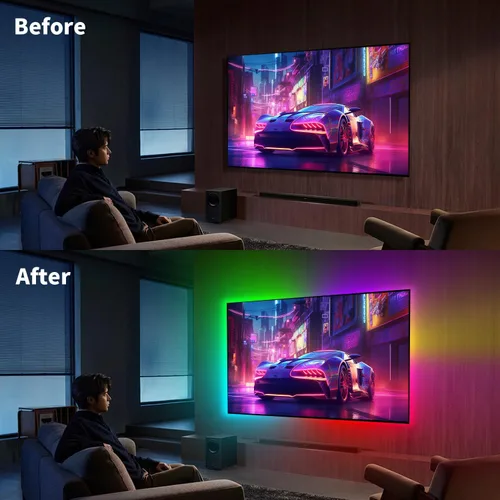 Vista 6 de iNextStation Tira de Luces LED de Neón de 6.56 pies, Luces de Cuerda LED RGB de Neón con IC Inteligente con Aplicación, Control Remoto