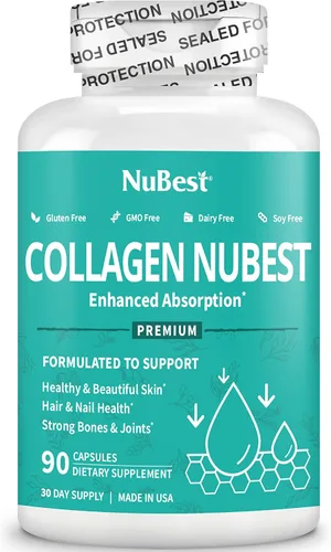 Vista 6 de NuBest Péptidos de colágeno súper colágeno, revitaliza la piel, el cabello y las uñas, fuerza ósea y articular, fórmula de colágeno de belleza