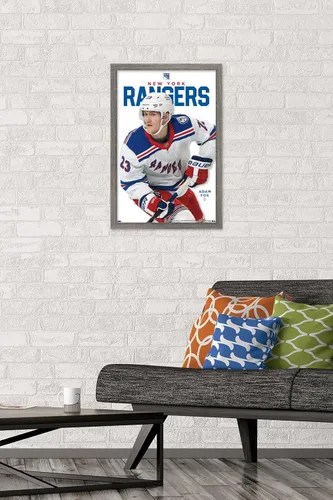 Vista 2 de Trends International NHL New York Rangers - Póster de pared de la serie 23 de Adam Fox, 22.4 pulgadas de largo x 14.7 pulgadas, versión enmarcada