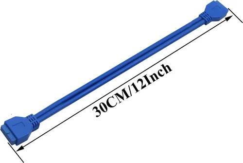 Vista 2 de Cable USB 3.0 para cabecera de placa base de alta velocidad de 20 pines hembra a hembra adaptador de cabezal de placa base Cable extensor
