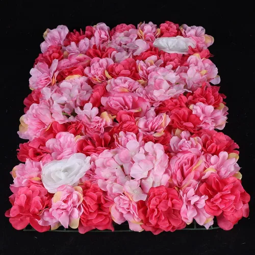Vista 4 de 6 paneles de flores artificiales para pared, 24 x 16 pulgadas, flores artificiales de seda para decoración de escenario de boda, fiesta, decoración