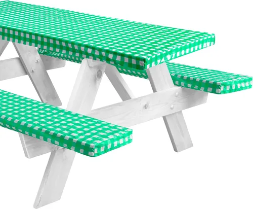 Vista 11 de LINPRO - Funda de mesa de picnic de 6 pies con fundas para bancos, fundas ajustadas de mesa de picnic de vinilo con elástico, elementos esenciales