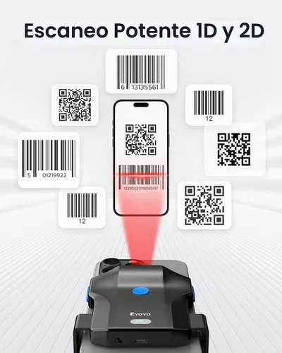 Vista 8 de Eyoyo - Escáner de código de barras Bluetooth inalámbrico portátil para teléfono con clip 1D 2D QR Bluetooth