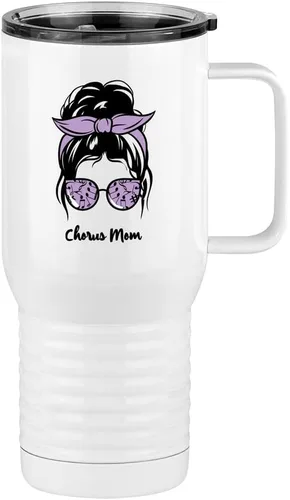 Vista 14 de Just So Posh Vaso de béisbol para mamá, taza de café de viaje con asa y tapa deslizante, color blanco de 20 onzas, color camello polar, acero