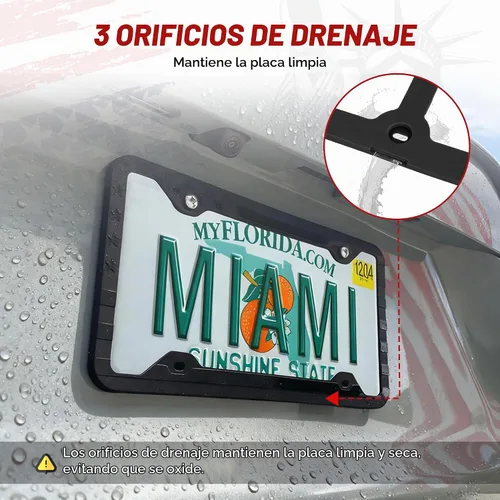 Vista 3 de RED WOLF Marco de silicona para placa de matrícula con bandera estadounidense, con estrellas y rayas 3D tenues, soporte para placa de matrícula