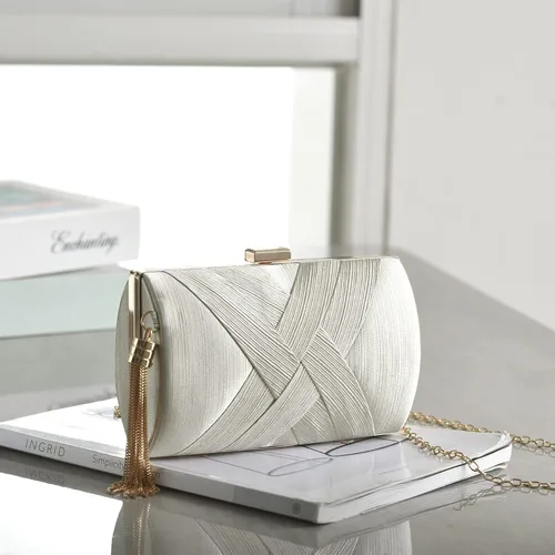Vista 6 de YAPAIOU Bolso de mano para mujer, bolso de mano de noche con borla, bolso cruzado y bolso de hombro para fiesta de noche de boda