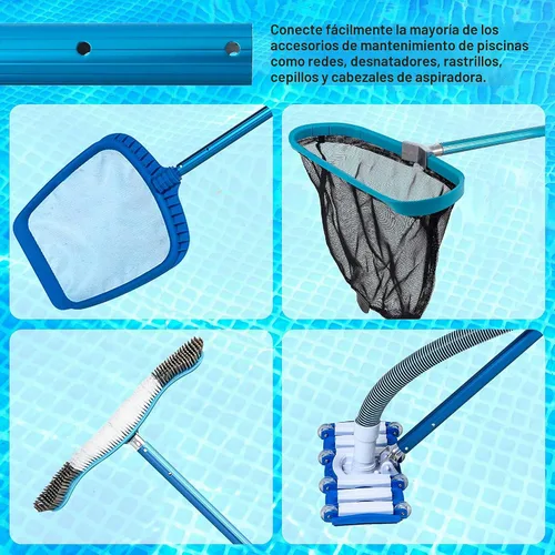 Vista 5 de U.S. Pool Supply Poste telescópico de piscina de 12 pies – Red de aluminio para piscina, rastrillo, cepillo, mango de cabeza al vacío, adjunta
