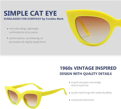 Vista 5 de Freckles Mark Gafas de sol retro vintage para mujer con protección UV400 café Tortoiseshell