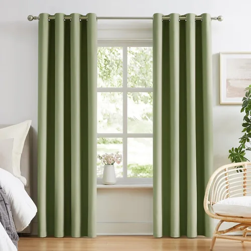 Vista 10 de Melodieux - Cortinas opacas para dormitorio color azul claro, cortinas oscuras de 72 pulgadas de largo, juego de 2 paneles, 100% de algodón