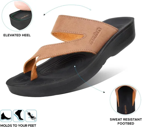 Vista 4 de AEROTHOTIC - Sandalias con soporte de arco cómodas para mujer, con punta dividida, estilo elegante, con almohadilla y correa, con plantilla