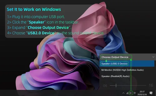 Vista 7 de Altavoces de computadora para PC de escritorio, altavoces externos para laptop, mini barra de sonido de computadora para PC, altavoces con conexión