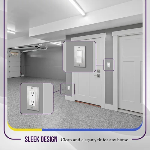 Vista 109 de ENERLITES Placa decorativa doble de metal para interruptor o receptáculo, placa de pared de acero inoxidable, resistente a la corrosión
