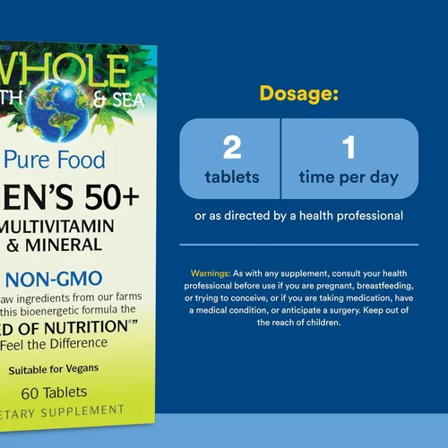 Vista 3 de Natural Factors, Multivitamínico y mineral para hombres, 1 porción contiene nutrición equivalente a ½ lb de verduras, 60 unidades (paquete de 1)