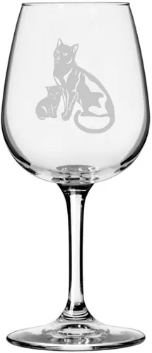 Vista 199 de Copa de vino de 12.75 onzas con temática de gato abisinio grabada para todo uso