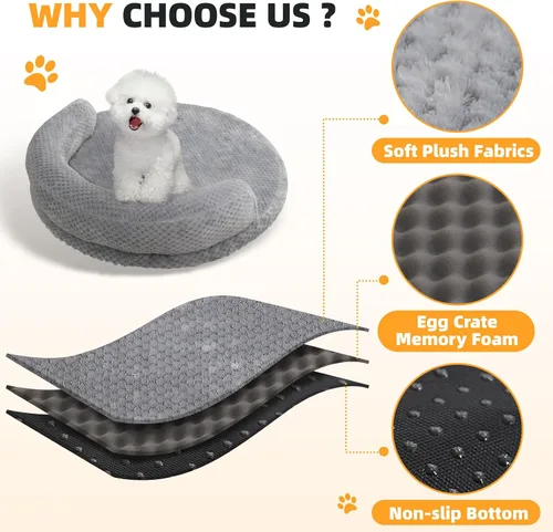 Vista 3 de Cama para gatos de interior, lavable para sofá cama para mascotas, funda extraíble de espuma viscoelástica para caja de huevos, 19.6 x 3.9 x 1.5