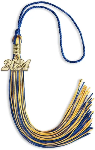 Vista 219 de Endea Graduation - Borla de doble color mixto con fecha dorada (negro/dorado antiguo, 2021)